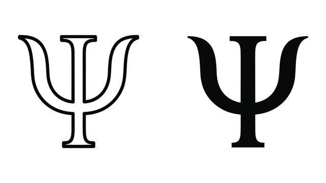 Psi Greek letter symbol icon set isolated on transparent background for typography