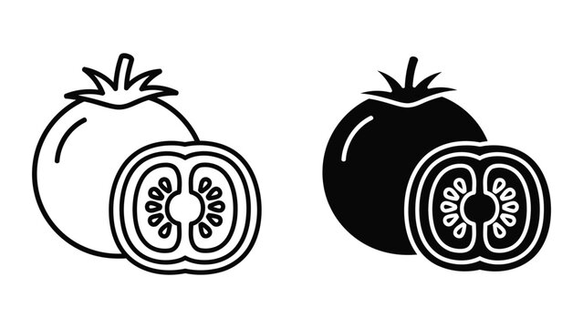 Fresh tomato and slice vector illustration isolated on transparent background