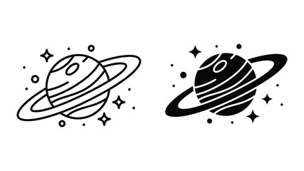 Saturn planet with rings and stars vector illustration isolated on transparent background © ASHRAFUR 