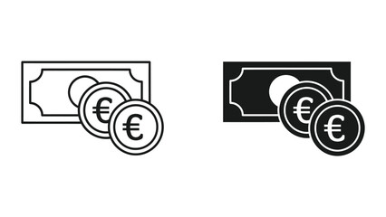 Euro currency banknote and coins vector icon set for financial design projects © Fahad