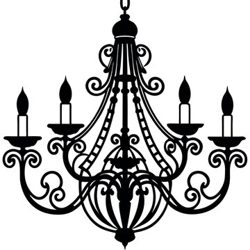 A line art illustration of a chandelier vector  