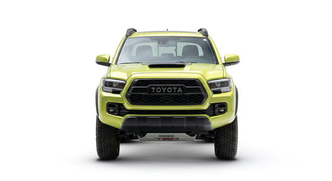 Green Toyota Tacoma Isolated on Transparent Background, Pickup Truck Cutout PNG