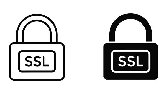 SSL secure padlock icon set isolated on transparent background vector graphic