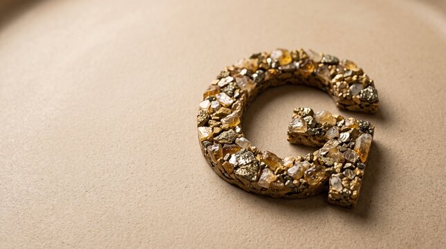 Concept of wealth, luxury, success, prosperity, jewelry, precious metal, branding, typography, alphabet, gemstone, crystal, gold, treasure, expensive, elegant and premium design. Warm lighting with so