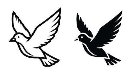 Naklejka premium Flying dove bird silhouette representing peace and freedom on transparent background