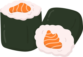 Salmon maki Sushi Rolls Illustration © Warida.lnnl