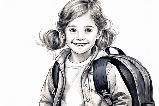 Happy little girl smiling going back to school