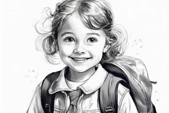 Smiling young girl wearing backpack, back to school concept