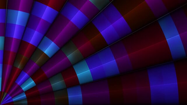 High-quality 4K abstract video featuring procedural JavaScript mesh gradients. This dynamic animation showcases a segmented, radial geometric pattern with smooth, glossy, 3D-like reflections. 