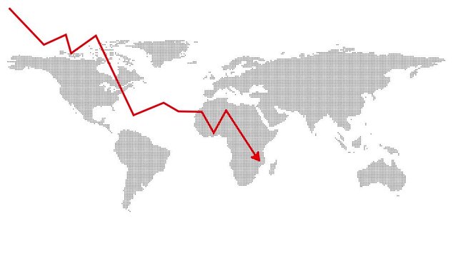 Business Graph Crash Down with Red Arrow, Falling Market Motion Graphic.  down business arrow