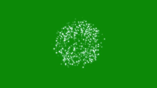 twinkling stars blast glitter sparkle animation 2d flat glowing starlight burst fairy pixie dust path cosmic particle explosion blinking light overlay on green screen video background 4k