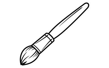 Fototapeta premium Black and white line art illustration of a simple wooden paint brush for art and craft projects
