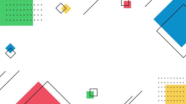 Simple frame background with colorful pop Memphis style geometric patterns