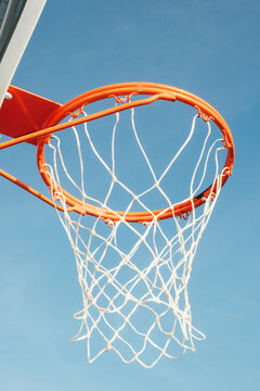 Closeup basketball hoop and net