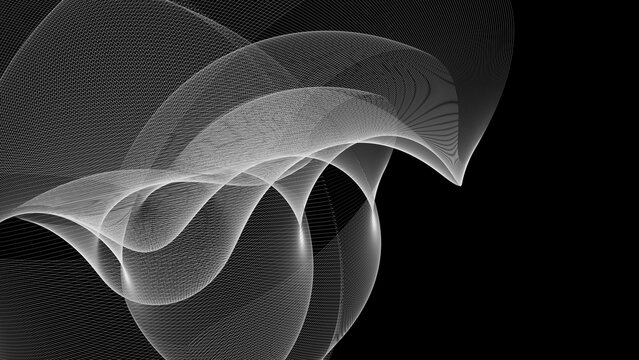 Luminous geometric mesh with graceful flowing curves.