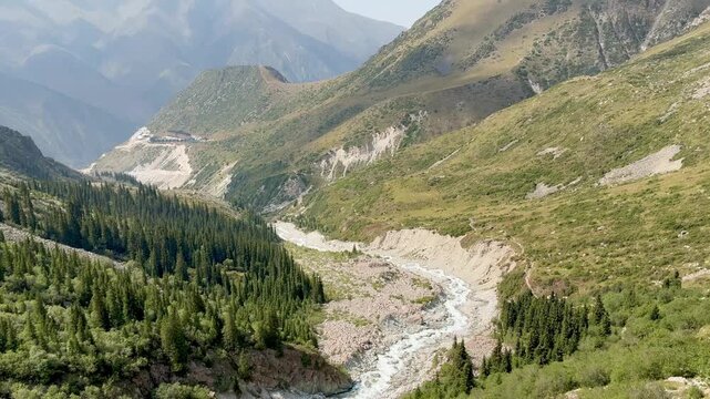 Breathtaking scenery of the valley at Ala Archa National park in Kyrgyzstan