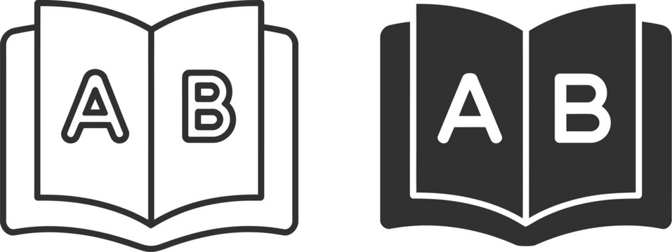 Glossary icon representing terminology, definitions, reference information, vocabulary, educational resources, and digital documentation.