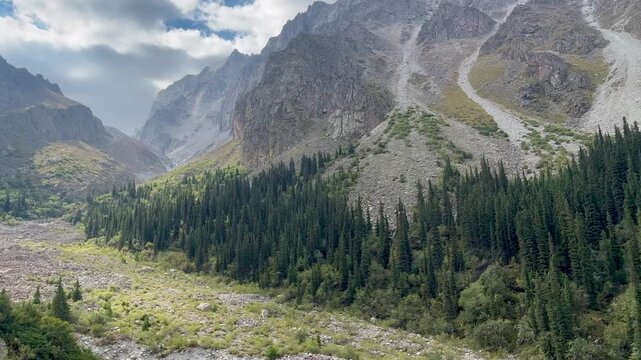Breathtaking scenery of the valley at Ala Archa National park in Kyrgyzstan