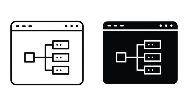 Web browser window with organizational flow chart diagram icon for site structure