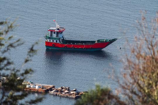 Fishing Boat Anchored Offshore