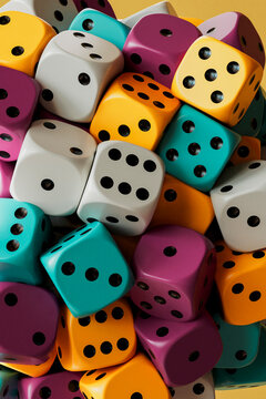 Colorful dice filling abstract composition