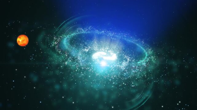 A bright, spiraling galaxy rotates in space, playing with plasma, energy, and light. You can use this animation in some of your astrological and cosmic projects, or use it as backgrounds.
