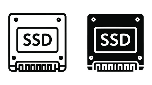 Solid state drive SSD hardware storage icon for computer technology and data backup