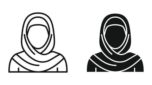 Muslim woman wearing hijab avatar icon set isolated on white background as vector graphic