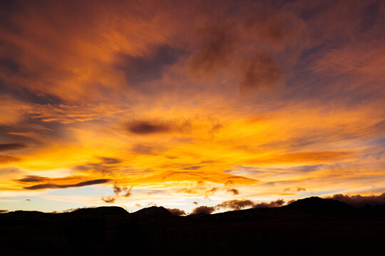 Fiery Mountain Silhouette