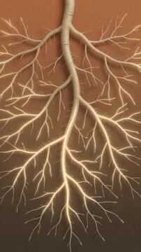 Root Growth Spreading Underground in a Botanical Development Animation