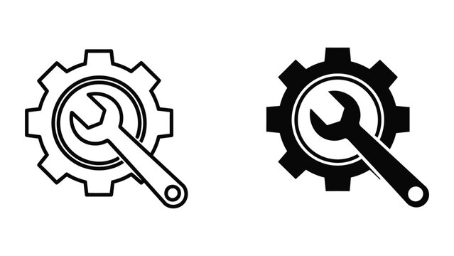 Wrench inside a gear cog icon representing maintenance and technical support services