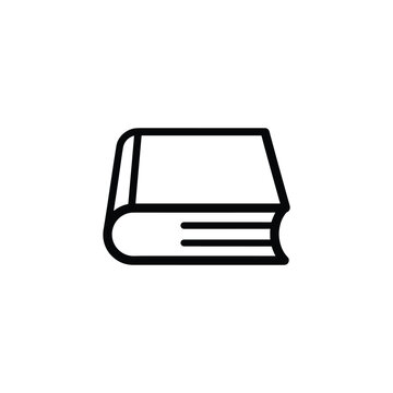 Simple closed book outline icon, representing knowledge, learning, or a cookbook in a clean, minimalist style.