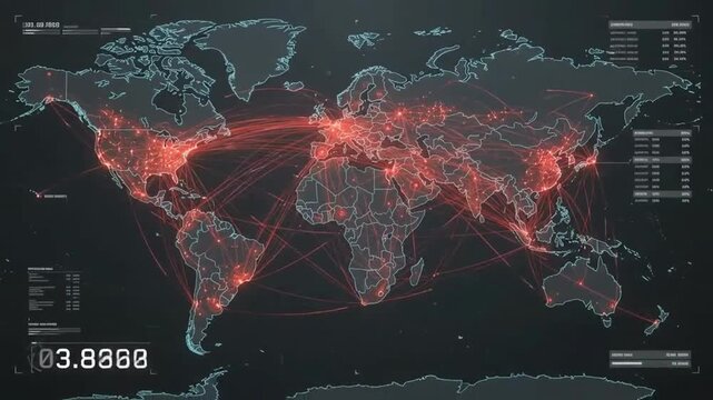 Global Pandemic Map Showing Rapid Virus Spread Across World Continents