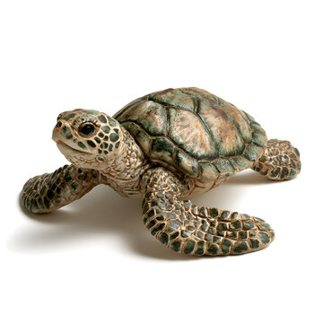 A beautifully detailed green sea turtle figurine showcasing intricate textures and colors.