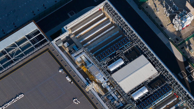 Aerial view of Modern Data Center in Longcross UK