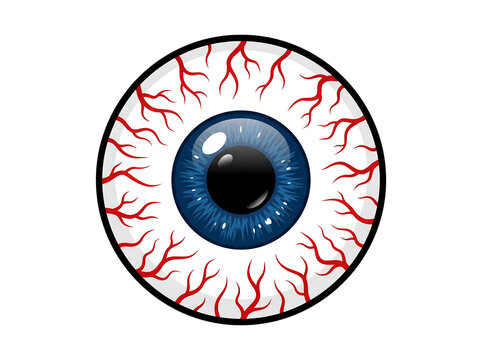 Spooky Creepy Eyeball Icon Vector Illustration with Red Veins