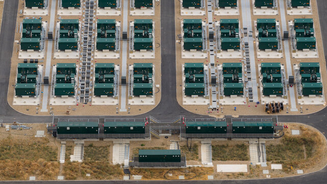 Aerial view of BESS at Solar Park in Faversham, UK