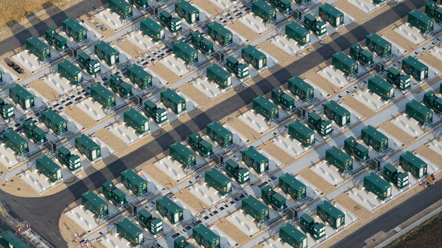 Aerial view of BESS at Solar Park in Faversham, UK