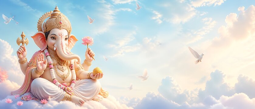 Ganpati Bappa Ganesh Chaturthi Ganesh Utsav Vinayaka Chaturthi Vinayagar Chaturthi Ganesh Jayanti Sankashti Chaturthi Anant Chaturdashi Editorial Banner with Copy Space
