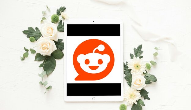 Tablet displaying reddit logo for social media platform and digital community showcase.