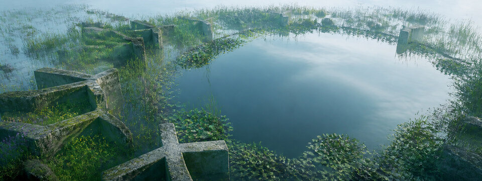 Nature Reclaims Broken Spaces &mdash; A premium conceptual scene expressing resilience and hope