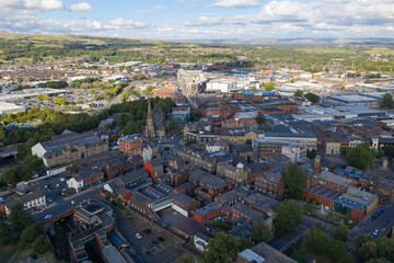 Fototapeta premium Aerial Image of Historic Bury Town Centre, Parish Church and Urban District