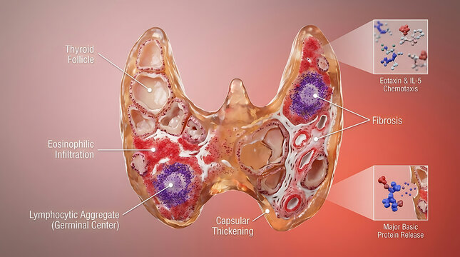 Transparent Allergic Thyroiditis with Eosinophilic Infiltration and Follicular Destruction