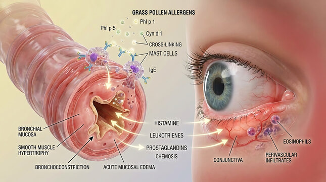 Transparent Grass Pollen Allergy with Respiratory and Ocular Mast Cell-Mediated Inflammation