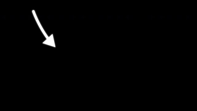 Hand drawn white line arrow animation video on black background, set of animated hand drawn arrows highlighter elements, doodle arrows, perfect focus indicator overlay for video editing, 4k animation
