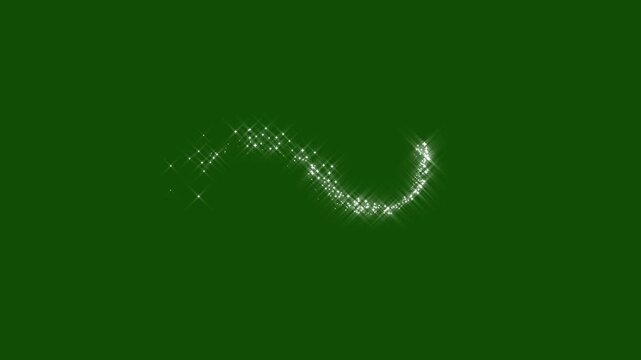 Green Screen Sparkling Star Twinkle Glitter White Cartoon Doodle Animation, Magic Sparkle Line Stars, Shining Particles Magic Dust, Fairy Dust Wand Stars Trail Transition 4K