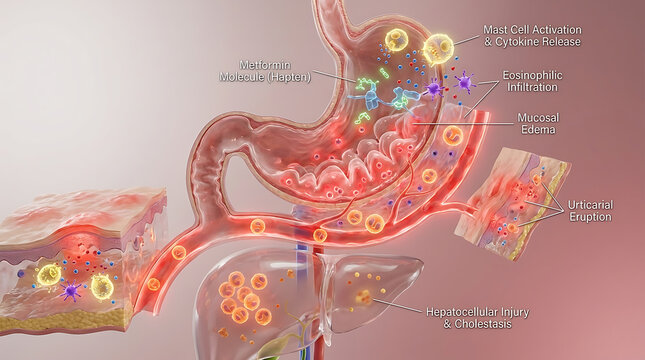 Transparent Metformin Allergy with Gastrointestinal and Cutaneous Hypersensitivity Inflammation