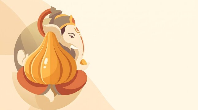 Lord ganesha holding modak for ganesh chaturthi celebration background template with stylized lord