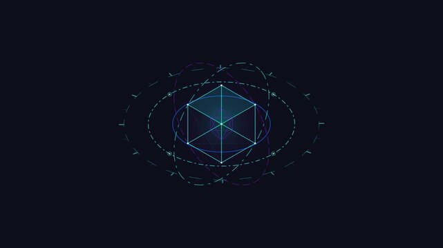 Abstract Digital Data Cube with Glowing Blue Nodes and Lines for Technology and Networking Background
