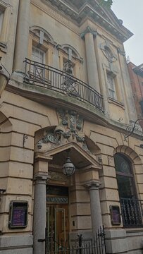 the facade of a building in Leicester 